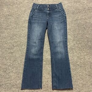 Maurices Womens Straight Leg Jeans Size 6 Regular Blue Denim Raw Hem High Rise